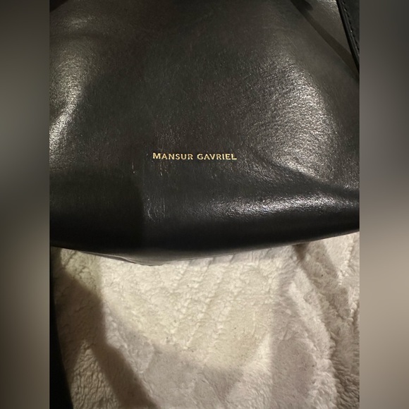 Mansur Gavriel mini leather bucket bag - Black Leather with red interior - Picture 10 of 15